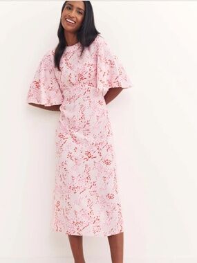 Nobody's Child Eva Pink Leopard Print Midi Dress Size 6 NWT